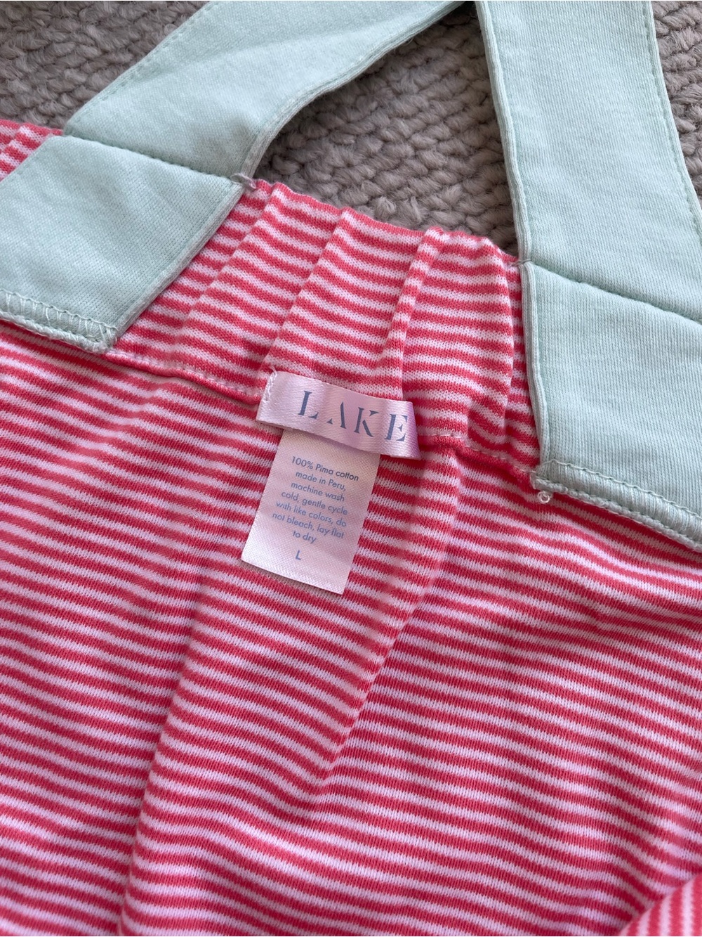 NWOT Lake Pajamas Pima After Bath Wrap, Gelato Anchor Stripe, Size Large - Picture 6 of 7